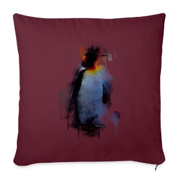 Chemise de cadeau pingouin Kingfisher - Housse de coussin décorative 45 x 45 cm - bordeaux - Devant