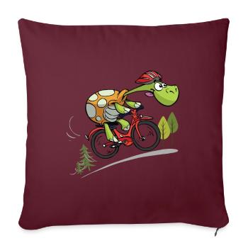 tortue cool sur le vélo - Housse de coussin décorative 45 x 45 cm - bordeaux - Devant