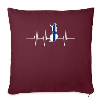 Coup de cœur Finlande cadeau drapeau maison pulsation - Housse de coussin décorative 45 x 45 cm - bordeaux - Devant