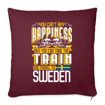 Train vers la Suède cadeau vacances chemin de fer - Housse de coussin décorative 45 x 45 cm - bordeaux - Devant