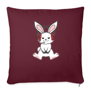 Donc, le lapin de Pâques joue - Housse de coussin décorative 45 x 45 cm - bordeaux - Devant