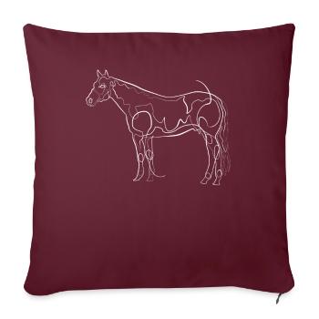 Cheval équitation - one line drawing - Housse de coussin décorative 45 x 45 cm - bordeaux - Devant