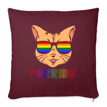 LGBT chat cadeau gay lesbienne gay pride - Housse de coussin décorative 45 x 45 cm - bordeaux - Devant
