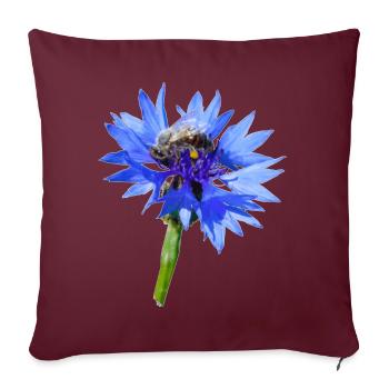 Les bleuets bleus attirent magiquement les abeilles - Housse de coussin décorative 45 x 45 cm - bordeaux - Devant