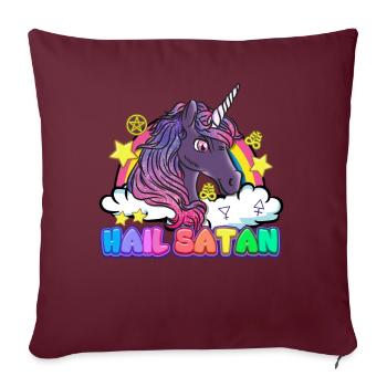 Je vous salue Satan licorne arc-en-ciel diable Halloween - Housse de coussin décorative 45 x 45 cm - bordeaux - Devant