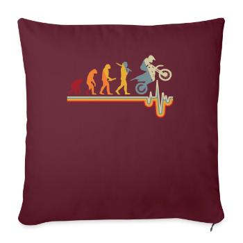 Motocross Evolution Coeur battement de moto cadeau - Housse de coussin décorative 45 x 45 cm - bordeaux - Devant