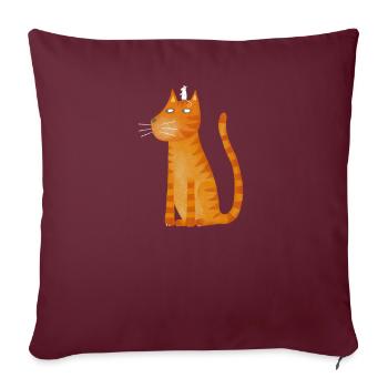 ginger cat and mouse - Housse de coussin décorative 45 x 45 cm - bordeaux - Devant