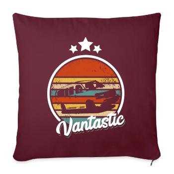 Cadeau de camping-car rétro I Van Camping Bus - Housse de coussin décorative 45 x 45 cm - bordeaux - Devant