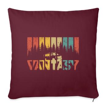 Cadeau de camping-car rétro I Van Camping Bus - Housse de coussin décorative 45 x 45 cm - bordeaux - Devant