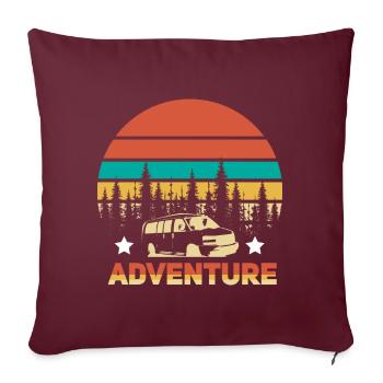 Cadeau de camping-car rétro I Van Camping Bus - Housse de coussin décorative 45 x 45 cm - bordeaux - Devant