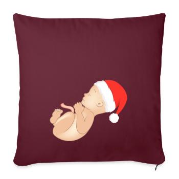 Noël grossesse enceinte ventre de bébé - Housse de coussin décorative 45 x 45 cm - bordeaux - Devant