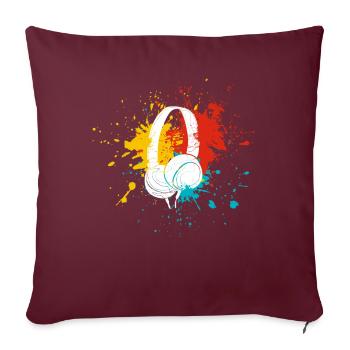 Écouteurs musique - Housse de coussin décorative 45 x 45 cm - bordeaux - Devant