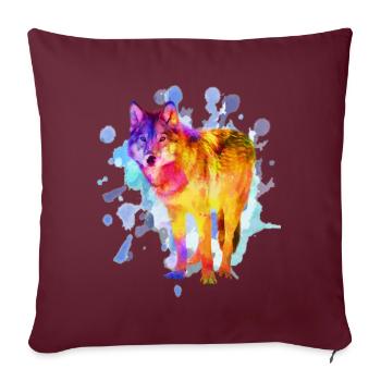 Cadeau coloré aquarelle de famille de chien de loup - Housse de coussin décorative 45 x 45 cm - bordeaux - Devant