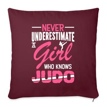 Fille de judo - Housse de coussin décorative 45 x 45 cm - bordeaux - Devant
