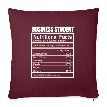 Étudiant en études commerciales - Housse de coussin décorative 45 x 45 cm - bordeaux - Devant