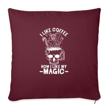 J'aime mon café comme j'aime mon t-shirt magique occulte - Housse de coussin décorative 45 x 45 cm - bordeaux - Devant