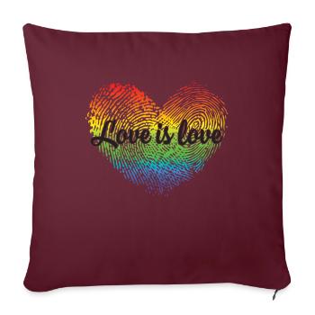 L'amour est l'amour LGBT Pride Fingerprint Heart Supports - Housse de coussin décorative 45 x 45 cm - bordeaux - Devant