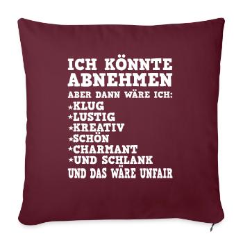 Je pourrais perdre du poids drôle disant manchon de sport de régime - Housse de coussin décorative 45 x 45 cm - bordeaux - Devant