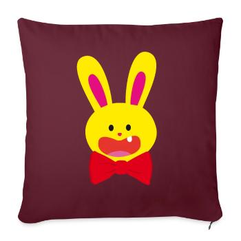 Un lièvre avec un noeud papillon et jaune - Housse de coussin décorative 45 x 45 cm - bordeaux - Devant