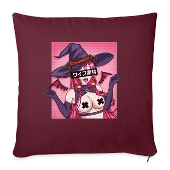 Anime manga fille japon seins cosplay culture - Housse de coussin décorative 45 x 45 cm - bordeaux - Devant