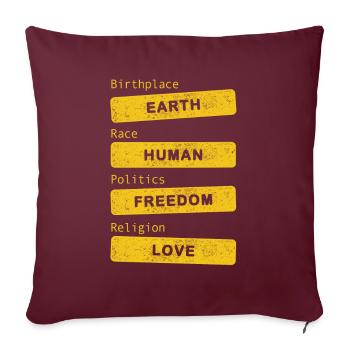 Terre natale - Amour de la liberté humaine - Housse de coussin décorative 45 x 45 cm - bordeaux - Devant