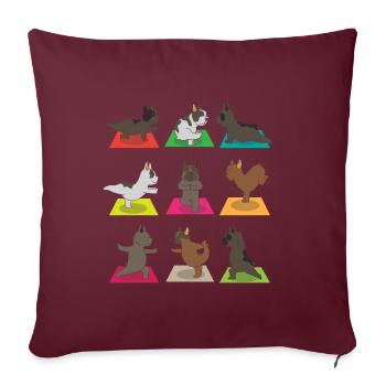 Figurines de yoga pour chien drôle Dsign - Housse de coussin décorative 45 x 45 cm - bordeaux - Devant