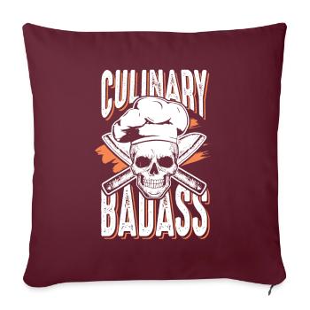 Chef de cuisine crâne culinaire - Housse de coussin décorative 45 x 45 cm - bordeaux - Devant