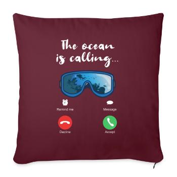 L'océan appelle | Cadeau de plongeur - Housse de coussin décorative 45 x 45 cm - bordeaux - Devant