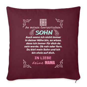Sohn Mama Spruch - Sofakissenbezug 45 x 45 cm - Burgunderrot - Vorne