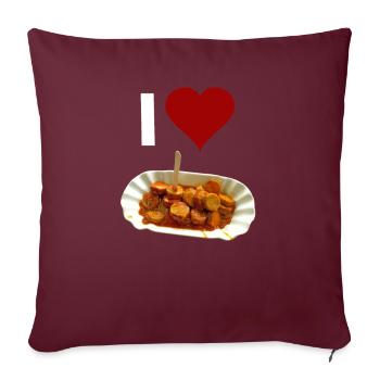 J'adore la currywurst - Housse de coussin décorative 45 x 45 cm - bordeaux - Devant