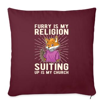 Furry Fandom Furries Fursona - Housse de coussin décorative 45 x 45 cm - bordeaux - Devant