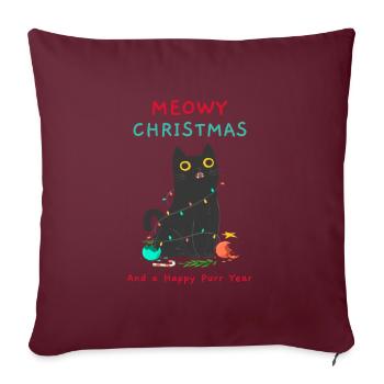 Chat Drôle Noël Meowy Cat Kitty - Housse de coussin décorative 45 x 45 cm - bordeaux - Devant