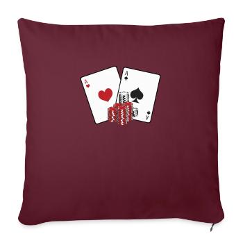 Poker Pokerspieler Karten - Sofakissenbezug 45 x 45 cm - Burgunderrot - Vorne