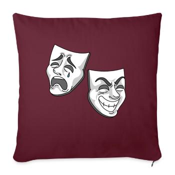 Conception de masques de tragédie de comédie de théâtre - Housse de coussin décorative 45 x 45 cm - bordeaux - Devant
