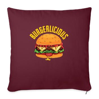 Burger Hamburger Cheeseburger - Housse de coussin décorative 45 x 45 cm - bordeaux - Devant
