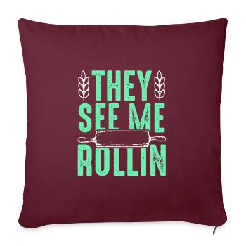 Rouleau à pâtisserie en disant citation - Housse de coussin décorative 45 x 45 cm - bordeaux - Devant