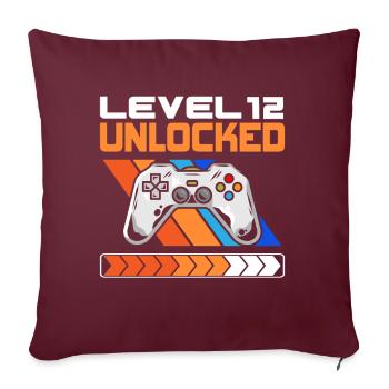 12e anniversaire Niveau 12 Débloqué 12 ans - Housse de coussin décorative 45 x 45 cm - bordeaux - Devant