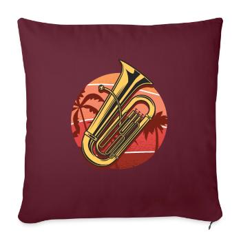 Cadeau de tuba, tuba ensoleillé sur la plage, orchestre - Housse de coussin décorative 45 x 45 cm - bordeaux - Devant