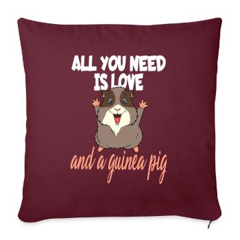 Conception d'amour et de cochons d'Inde - Housse de coussin décorative 45 x 45 cm - bordeaux - Devant