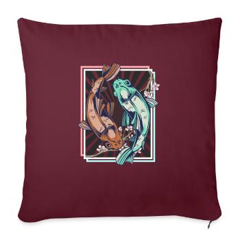 Poisson koi koi Japon - Housse de coussin décorative 45 x 45 cm - bordeaux - Devant