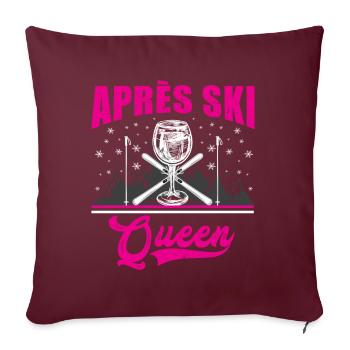 Apres Ski Queen Sports d'hiver - Housse de coussin décorative 45 x 45 cm - bordeaux - Devant