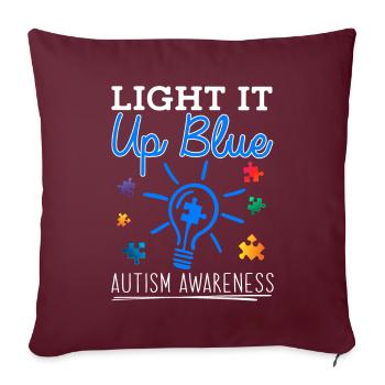 T-shirt Light It Up Mois de sensibilisation à l'autisme bleu - Housse de coussin décorative 45 x 45 cm - bordeaux - Devant