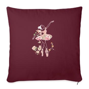 Danseuse de ballet ballerine - Housse de coussin décorative 45 x 45 cm - bordeaux - Devant