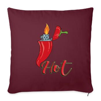 Lustige Peperoni mit Feuerzeug Chilischote Chili - Sofakissenbezug 45 x 45 cm - Burgunderrot - Vorne
