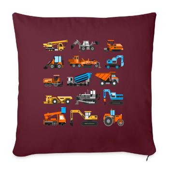 Kinder Jungs Baustellenfahrzeuge Bagger Geschenk - Sofakissenbezug 45 x 45 cm - Burgunderrot - Vorne