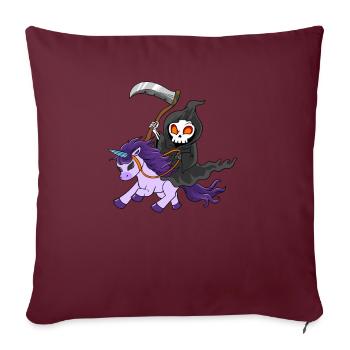 Cooles Einhorn als Zombie mit Gevater Tod - Sofakissenbezug 45 x 45 cm - Burgunderrot - Vorne