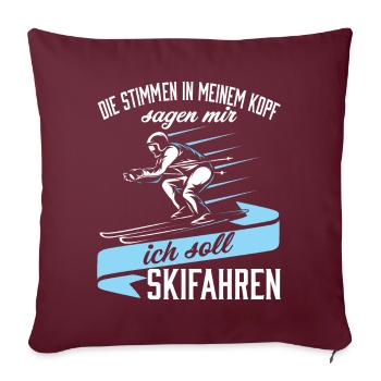 Ich soll Skifahren - Sofakissenbezug 45 x 45 cm - Burgunderrot - Vorne