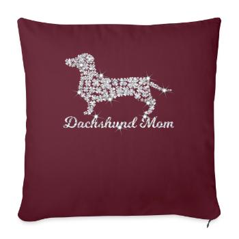 Bling teckel maman - Housse de coussin décorative 45 x 45 cm - bordeaux - Devant