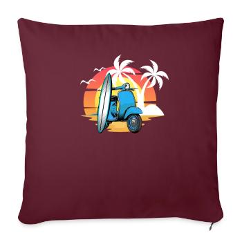 Scooter scooter mobylette scooter - Housse de coussin décorative 45 x 45 cm - bordeaux - Devant