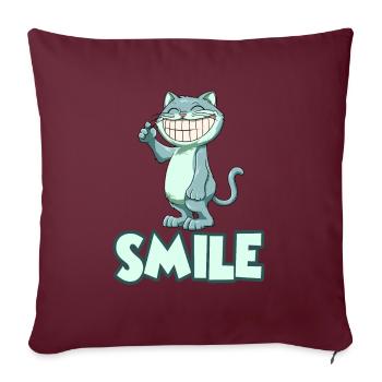 Chat souriant - Housse de coussin décorative 45 x 45 cm - bordeaux - Devant